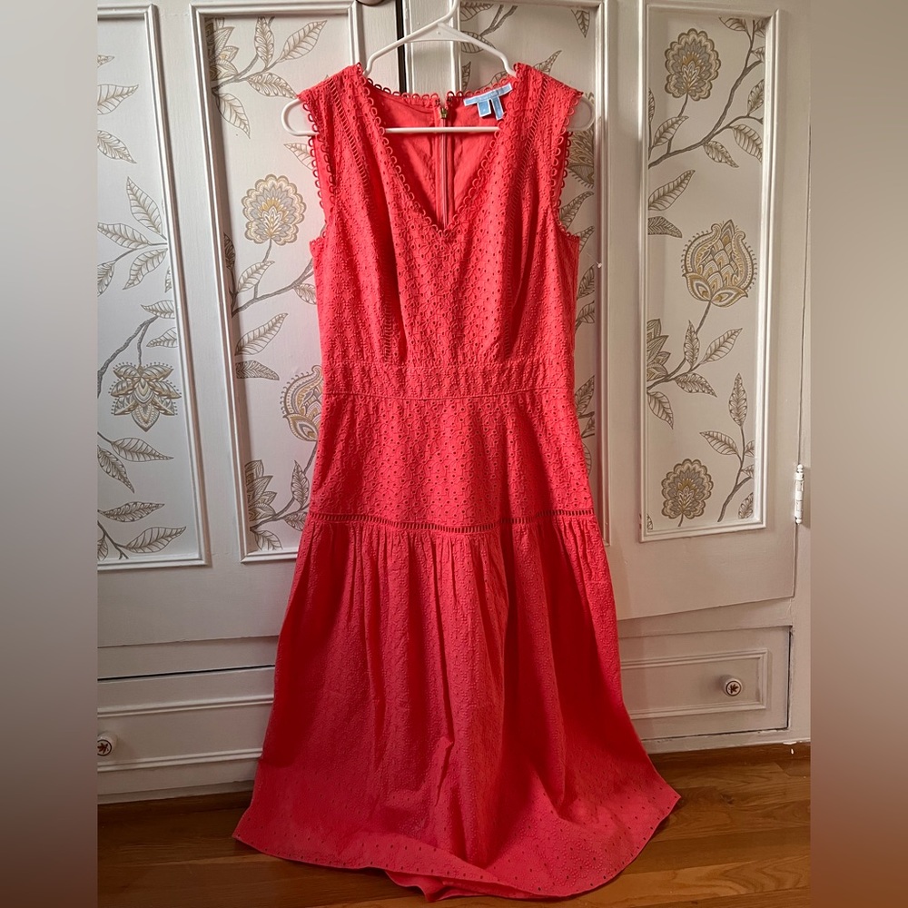 Draper James Coral Eyelet Midi Dress